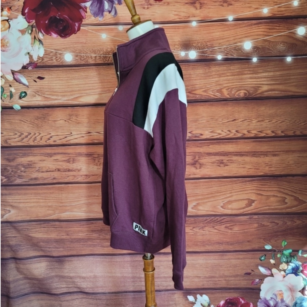 PINK by Victoria’s Secret Quarter-Zip Pullover – Maroon (Size L)